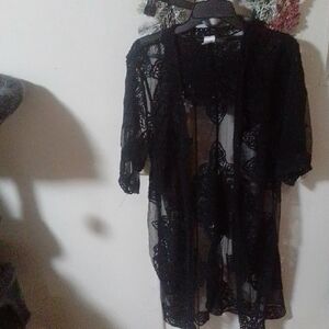 Elegant Black Lace Kimono